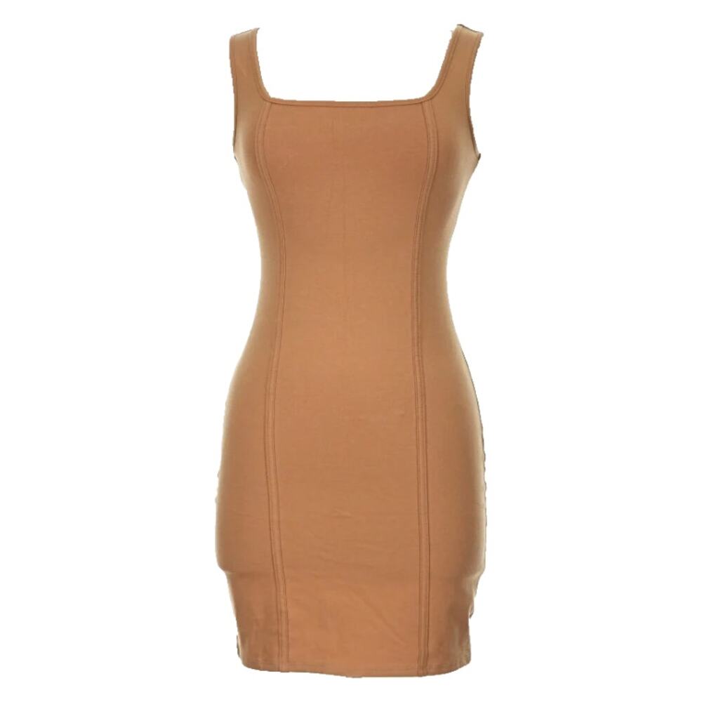 Wild Fable Camel Bodycon Mini Dress Sleeveless Scoop Neck L NWT